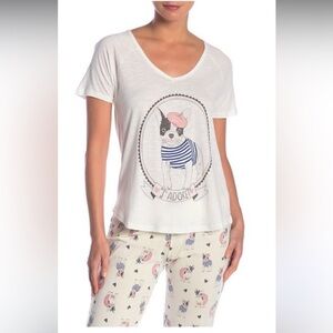PJ Salvage Cream and Pink Pajama Bottoms with Frenchies in Paris design